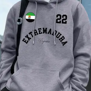 Extremadura İspanya Bayrağı Baskılı Kapüşonlu Erkek Eşofman Cepli Kazak Sportif Bol Sweatshir