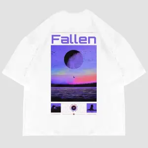 Fallen Sırt Baskılı Oversize Unisex Beyaz