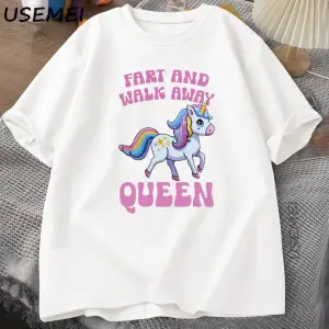Fart and Walk Away Funny Unicorn T-shirt Casual Cotton Top for Men & Women Summer Fashion Sho 3004