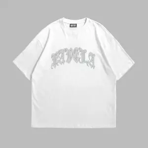 Favela Taş Baskılı Oversize Unisex Beyaz