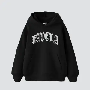 Favela Taş Baskılı Oversize Unisex Siyah