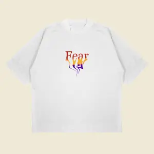 Fear Baskılı Oversize Unisex Pamuklu Nefes Alan Kalın Kumaşlı