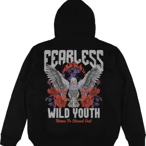 Fearless Siyah Oversize Unisex Kapüşonlu Sweatshirt Hoodie
