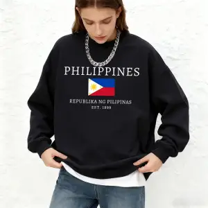 Filipinler 1899 Bayrağı Baskılı Kadın Kapüşonlu Üstü Sonbahar Büyük Beden Sweatshirt Spor Bis