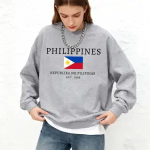 Filipinler 1899 Bayrağı Baskılı Kadın Kapüşonlu Üstü Sonbahar Büyük Beden Sweatshirt Spor Bis