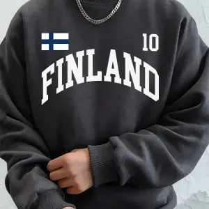 Finlandiya Bayrağı Baskılar Erkek Tişörtü Sonbahar Polar Sıcak Koşu Kapüşonlular Rahat Gevşek