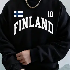 Finlandiya Bayrağı Baskılar Erkek Tişörtü Sonbahar Polar Sıcak Koşu Kapüşonlular Rahat Gevşek