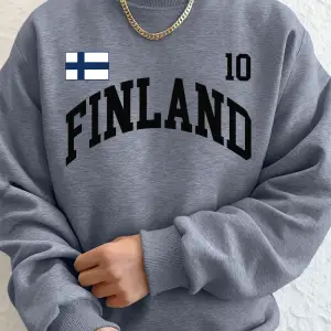 Finlandiya Bayrağı Baskılar Erkek Tişörtü Sonbahar Polar Sıcak Koşu Kapüşonlular Rahat Gevşek