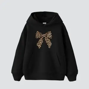Fiyonk Leopar Baskılı Oversize Unisex Premium Siyah