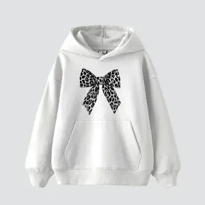 Fiyonk Leopar V2 Baskılı Oversize Unisex Premium Beyaz