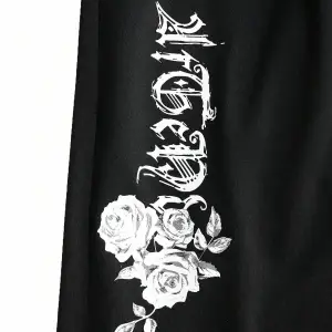 Floral & Letter Graphic Drawstring Waist Eşofman Altı