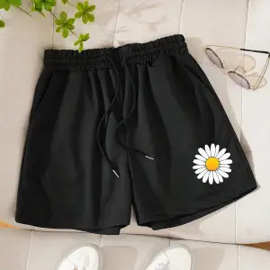 Floral Print Drawstring Waist Şort