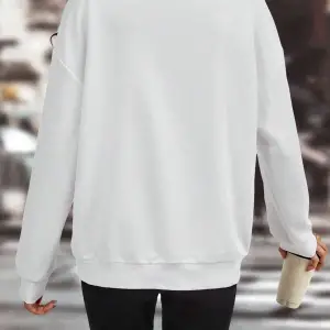 Floral Print Drop Shoulder Sweatshirt Beyaz