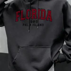 Florida 1989 Palm Island Baskılı Erkekler Kapşonlu Rahat Büyük Boy Kazak Sonbahar Polar Kapüş