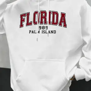 Florida 1989 Palm Island Baskılı Erkekler Kapşonlu Rahat Büyük Boy Kazak Sonbahar Polar Kapüş