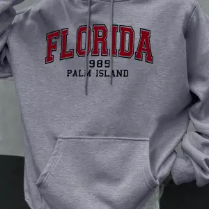 Florida 1989 Palm Island Baskılı Erkekler Kapşonlu Rahat Büyük Boy Kazak Sonbahar Polar Kapüş