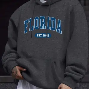 Florida Est 1845 Mektup Yaratıcı Baskı Erkek Polar Giyim Sonbahar Günlük Eşofman Temel Spor K