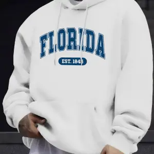 Florida Est 1845 Mektup Yaratıcı Baskı Erkek Polar Giyim Sonbahar Günlük Eşofman Temel Spor K