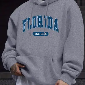 Florida Est 1845 Mektup Yaratıcı Baskı Erkek Polar Giyim Sonbahar Günlük Eşofman Temel Spor K