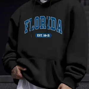 Florida Est 1845 Mektup Yaratıcı Baskı Erkek Polar Giyim Sonbahar Günlük Eşofman Temel Spor K