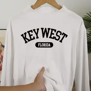 Florida Key West Baskılı Erkekler İçin Basit Tişörtler Günlük Rahat Kazak Her Şeyle Uyumlu Mo