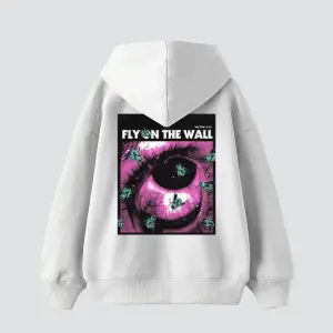 Fly On The Wall Baskılı Oversize Unisex Beyaz