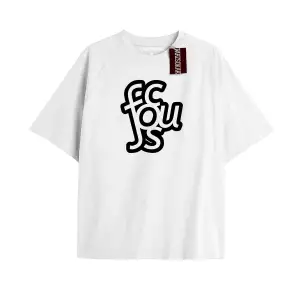 FOUC FOUS FOUS Unisex Oversize Yazılı Tshirt BEYAZ