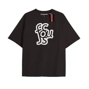 FOUC FOUS FOUS Unisex Oversize Yazılı Tshirt SİYAH