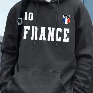 Fransa Bayrağı Mektup Baskı Hoodie Erkek Kış Polar Sıcak Kazaklar Koşu Cep Kazak Sportif Gevş