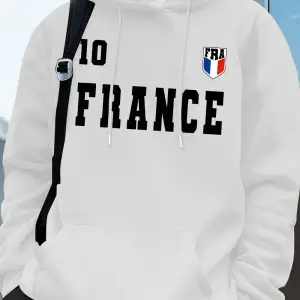 Fransa Bayrağı Mektup Baskı Hoodie Erkek Kış Polar Sıcak Kazaklar Koşu Cep Kazak Sportif Gevş