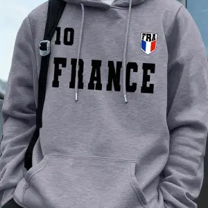 Fransa Bayrağı Mektup Baskı Hoodie Erkek Kış Polar Sıcak Kazaklar Koşu Cep Kazak Sportif Gevş