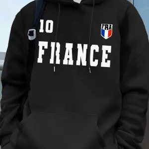 Fransa Bayrağı Mektup Baskı Hoodie Erkek Kış Polar Sıcak Kazaklar Koşu Cep Kazak Sportif Gevş