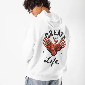 Free Gangster Baskılı Oversize Unisex Beyaz