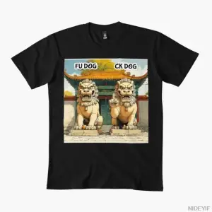 Fu Dog & Ck Dog Erkek Kadın Tişörtü %100 Pamuklu Tişörtler Kısa Kollu Üstler 1210-3