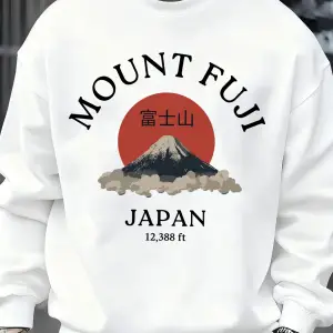 Fuji Dağı Japonya Baskılar Erkekler Kazak Sonbahar Bisiklet Yaka Kazak Hip Hop Moda Üstleri P