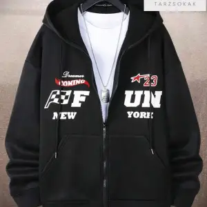 Fun 23 New York Sweatshirt Fermuarlı Hırka Siyah