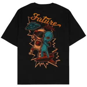 Future History Siyah Oversize Unisex T-shirt