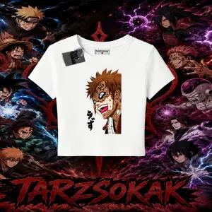 Gaara Naruto Anime Karakteri Kadın Baby Tee Beyaz
