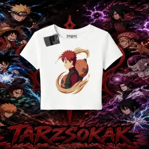 Gaara Naruto Anime Karakteri Kadın Baby Tee Beyaz