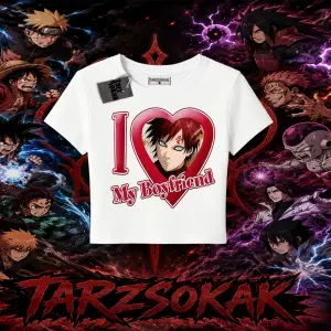 Gaara Naruto Anime Karakteri Kadın Baby Tee Beyaz