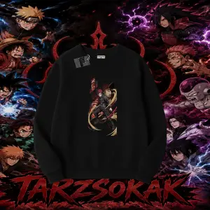 Gaara Naruto Anime Karakteri Oversize Unisex Bisiklet Yaka Sweatshirt Beyaz