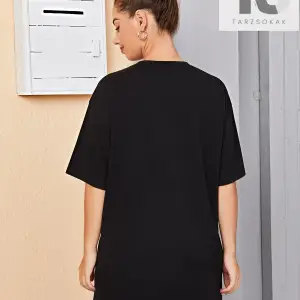 Galaksi Baskılı Düşük Omuzlu Uzun Kollu Tişört