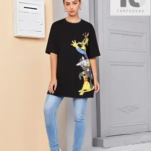 Galaksi Baskılı Düşük Omuzlu Uzun Kollu Tişört