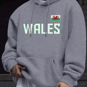 Galler Mektubu Ve Bayrak Baskılı Giysiler Erkek Sonbahar Günlük Sweatshirt 12 Renk Basit Soka