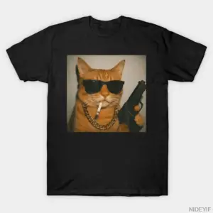 Gangster Cat Sigara İçen Gen Z Kedi T-shirt Erkekler Kadınlar Için % 100% Pamuk T Shirt Kısa