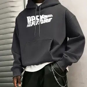 Geleceğe Dönüş Baskılı Sokak Günlük Kapüşonlu Üstleri Erkek Polar Modası Sweatshirtler Sonbah