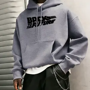 Geleceğe Dönüş Baskılı Sokak Günlük Kapüşonlu Üstleri Erkek Polar Modası Sweatshirtler Sonbah