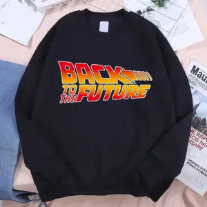 Geleceğe geri film logosu Hoodie erkekler Vintage Casual Hoody Anime gevşek kazak Harajuku po