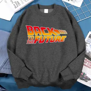 Geleceğe geri film logosu Hoodie erkekler Vintage Casual Hoody Anime gevşek kazak Harajuku po