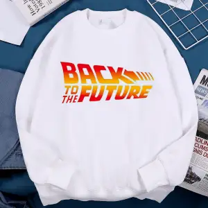 Geleceğe geri film logosu Hoodie erkekler Vintage Casual Hoody Anime gevşek kazak Harajuku po
